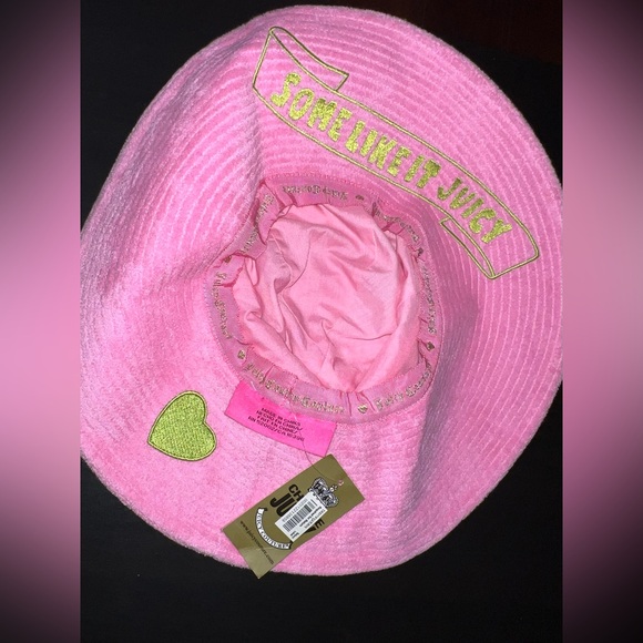VINTAGE y2K ♥️ Juicy Couture Pink Sun Hat Gold Embroidery “SOME LIKE IT JUICY”